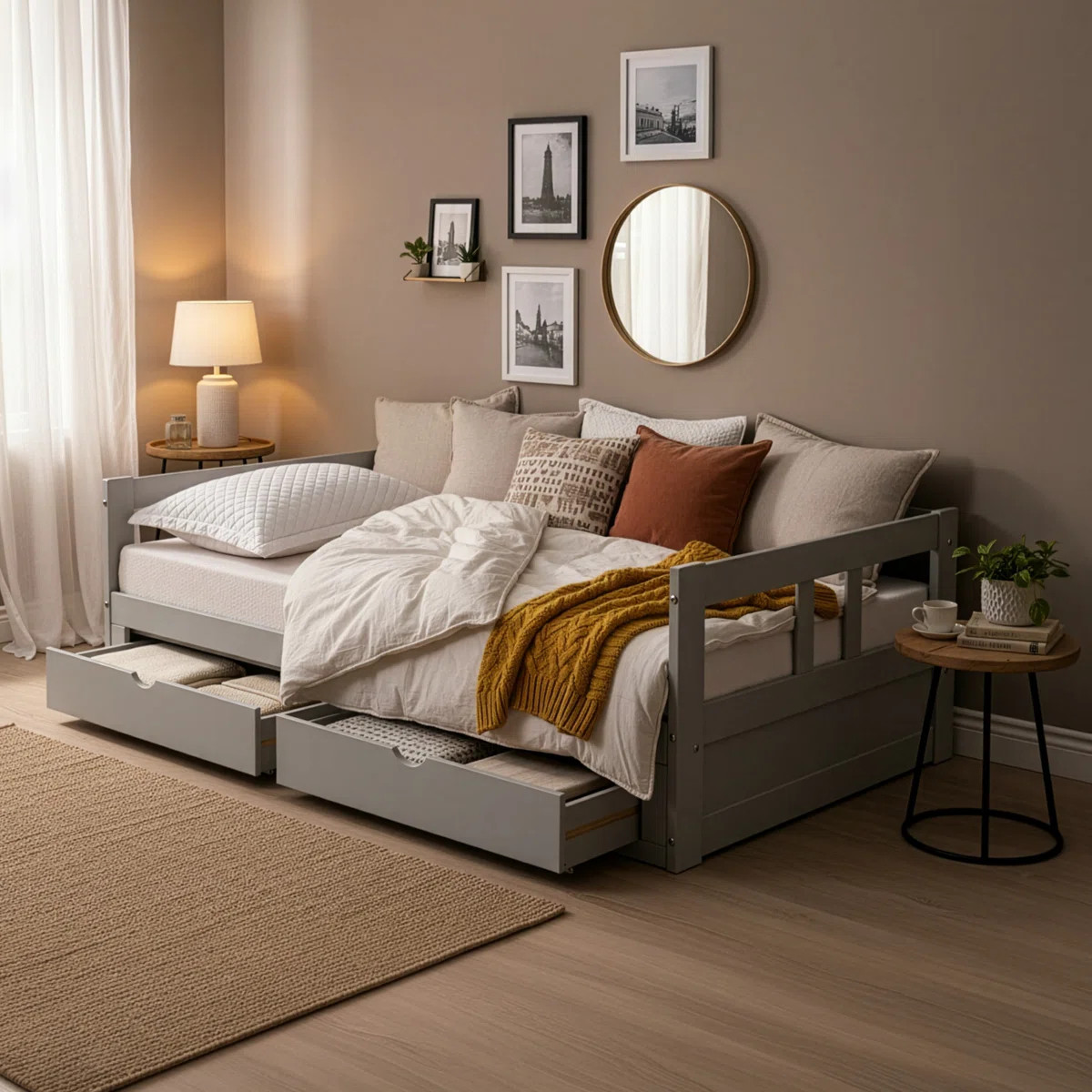 Melody Twin to King Extendable Day Bed with Storage, Dove Gray | Wayfair North America