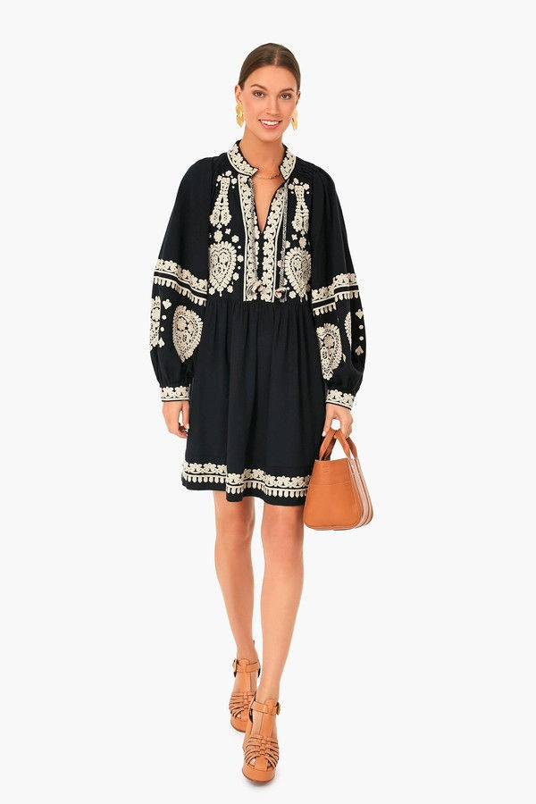 Black Holly Soutache Long Sleeve Mini Dress | Tuckernuck (US)