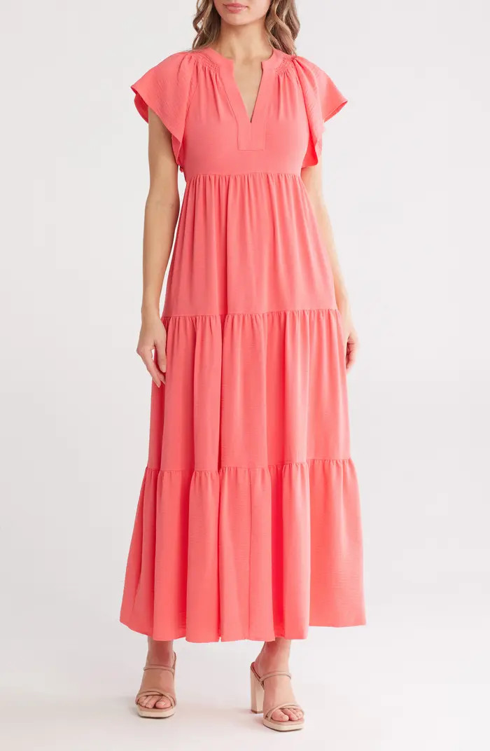 Short Sleeve Tiered A-Line Maxi Dress | Nordstrom Rack