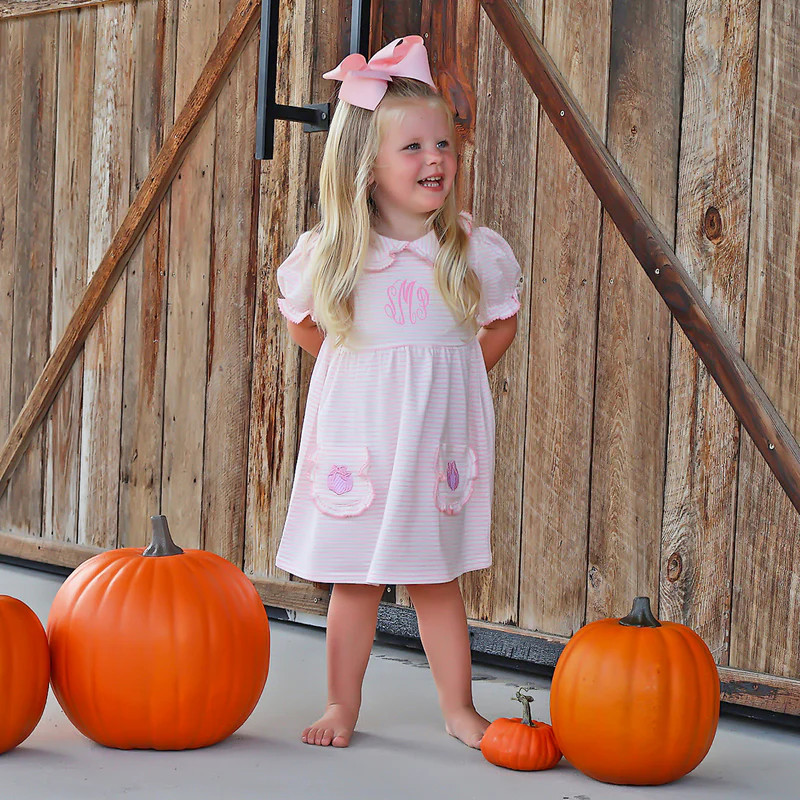 Cute as a Pumpkin Pink Stripe Caroline Dress | Classic Whimsy