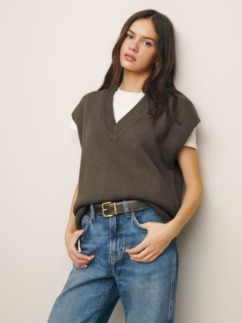 Marnie Oversized Cotton Sweater Vest | Reformation (Global)