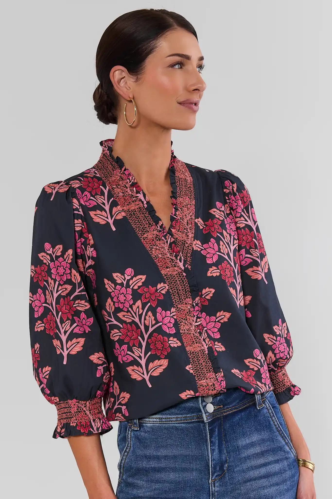 Navy Floral Printed Top | Avara