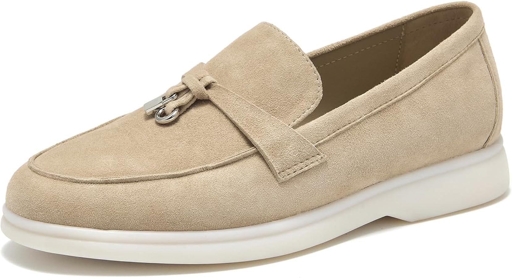 BEAU TODAY Suede Loafers Flats for Women, Women\u2019s Slip On Penny Loafers, Leather Driving Com... | Amazon (US)
