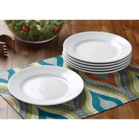 Better Homes & Gardens Round Rim Salad Plates, White, Set of 6 | Walmart (US)
