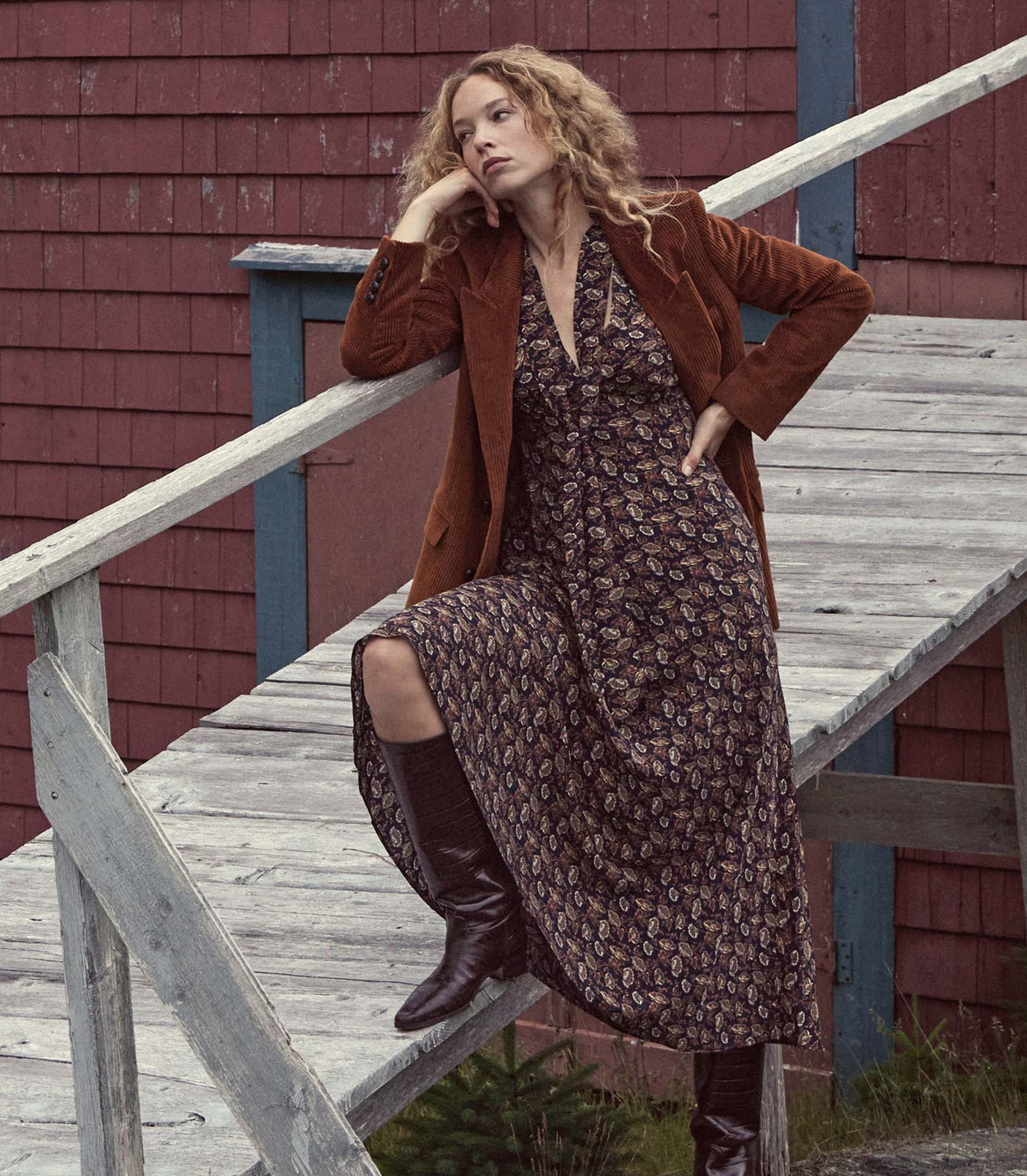 Chanson Dress - Navy Arbor Rose Floral | DÔEN | DOEN