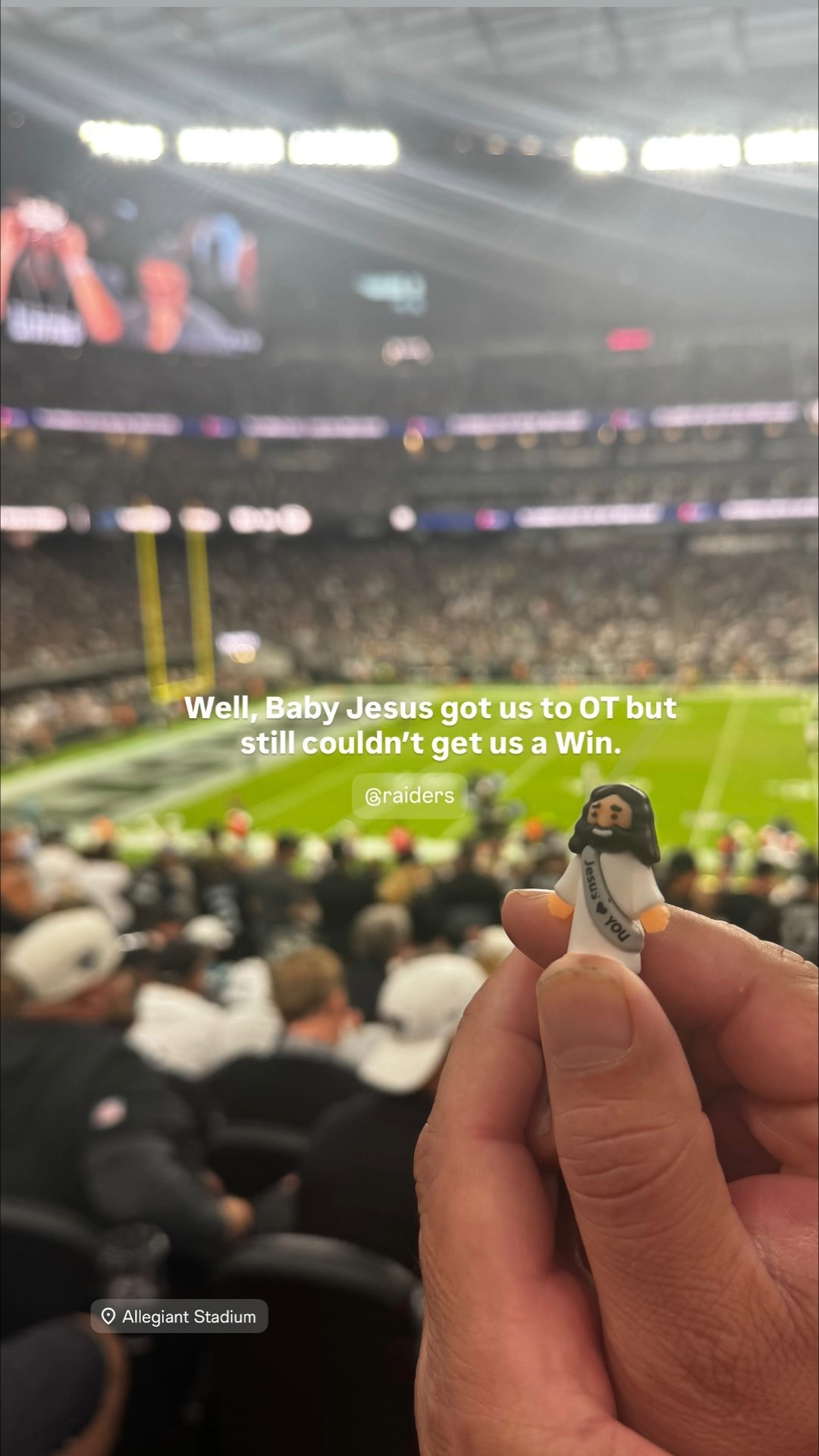 Well, Baby Jesus got us to OT but still couldn’t get us a Win.