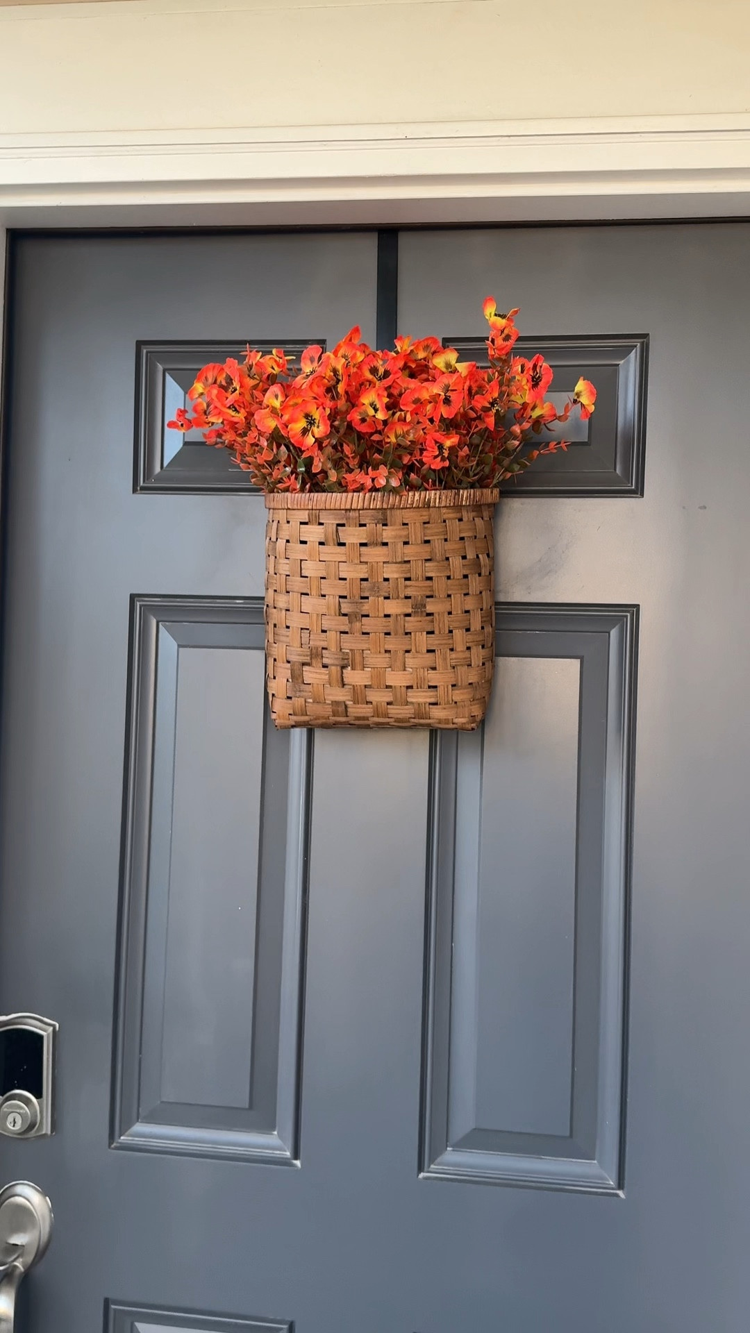 Adding faux mums to my front door! Such a cute and easy fall decoration idea 🍂  baskets from hobby lobby but shared similar! 

#LTKHoliday #LTKSeasonal