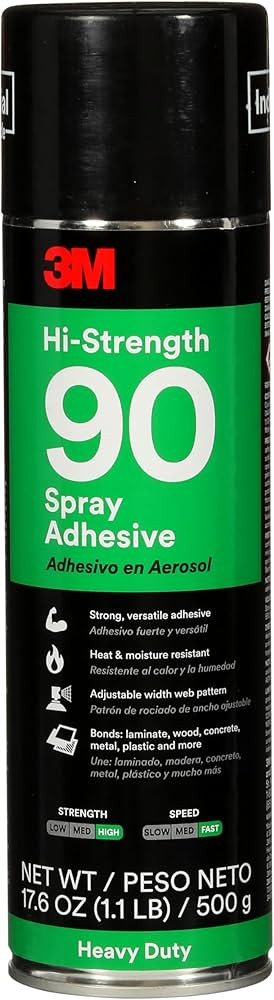 3M Hi-Strength Spray Adhesive 90, Clear Glue, Permanent, High Strength Bonding, High Tack, Bonds ... | Amazon (US)