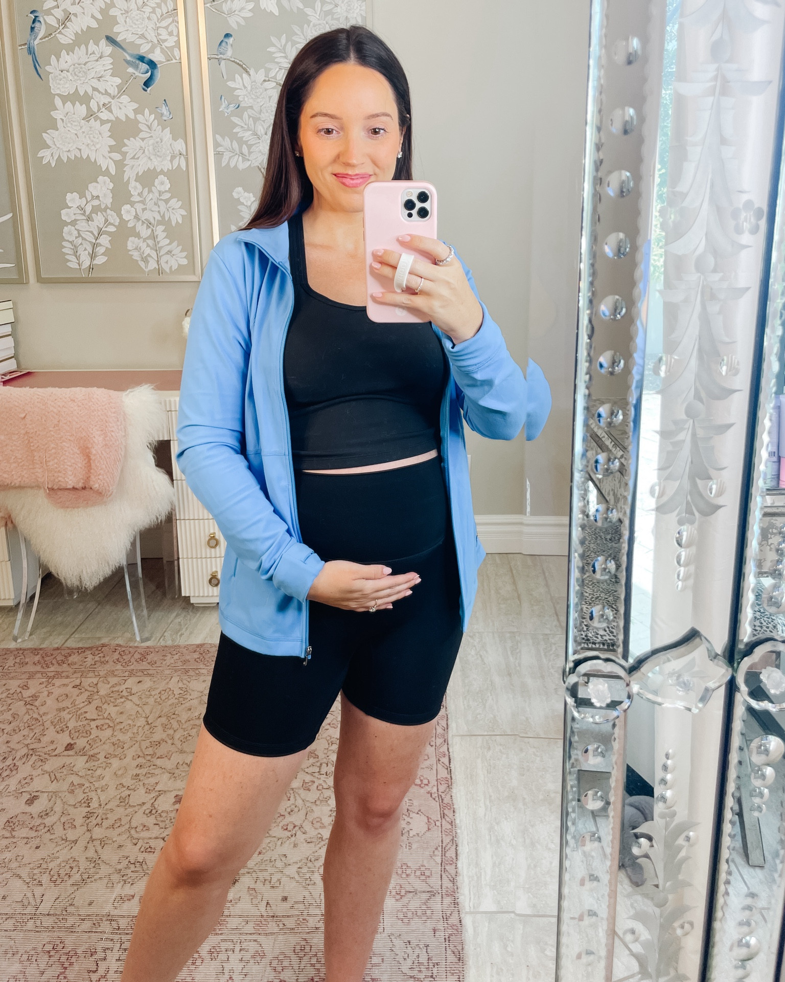 These biker shorts are the best athletic shorts I’ve ever worn! They go up a little higher than most shorts and really stretch! They also have a silky texture so pet hair doesn’t stick to them! Wearing size small (pre pregnancy I was a XS) 



#LTKStyleTip #LTKActive #LTKBump