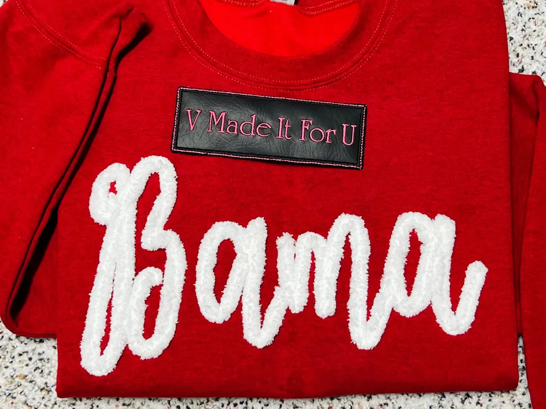 Embroidered Bama Sweatshirt: Chenille Yarn, College Team Spirit | Etsy (US)