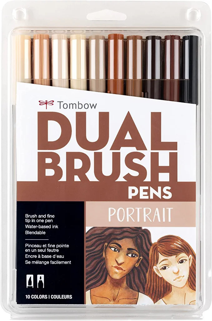 Tombow 56170 Dual Brush Pen Art Markers, Portrait, 10-Pack. Blendable, Brush and Fine Tip Markers | Amazon (US)