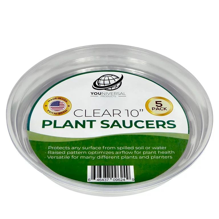 Clear Plastic Plant Saucer Drip Trays, 5 Pack of 10 Inch Saucers | Walmart (US)