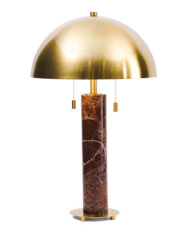 23in Marble Metal Dome Shade Double Pull Table Lamp | TJ Maxx