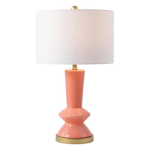 JONATHAN Y JYL6607B Ziggy 27" Ceramic/Iron Contemporary Glam LED Table Lamp Bedside Desk Nightstand Lamp for Bedroom Living Room Office College Bookcase LED Bulb Included, Coral/Brass Gold | Amazon (US)