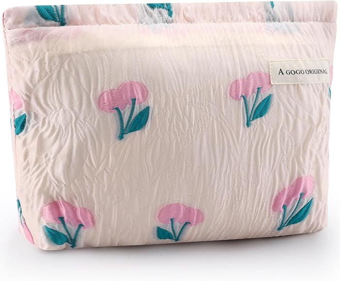 ZLFSRQ Cherry Makeup Bag for Women Cute Pink Cosmetic Bag Zipper Makeup Pouch for Purse Large Cap... | Amazon (US)