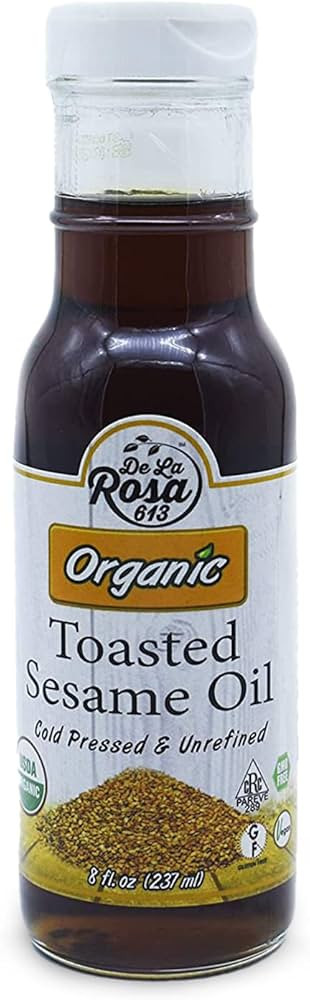 De La Rosa Toasted Sesame Oil, Cold Pressed Organic Toasted Sesame Seeds Oil, Vegan, Non GMO & Gl... | Amazon (US)
