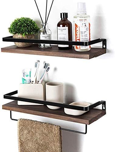 Soduku Floating Shelves Wall Mounted Storage Shelves for Kitchen, Bathroom,Set of 2 Brown | Amazon (US)