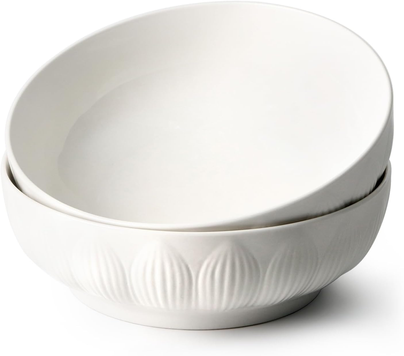 NUTRIUPS 9in Salad Bowls, 67oz Ceramic Serving Bowls, White Bowl for Pasta, Decorative Bowl Set o... | Amazon (US)