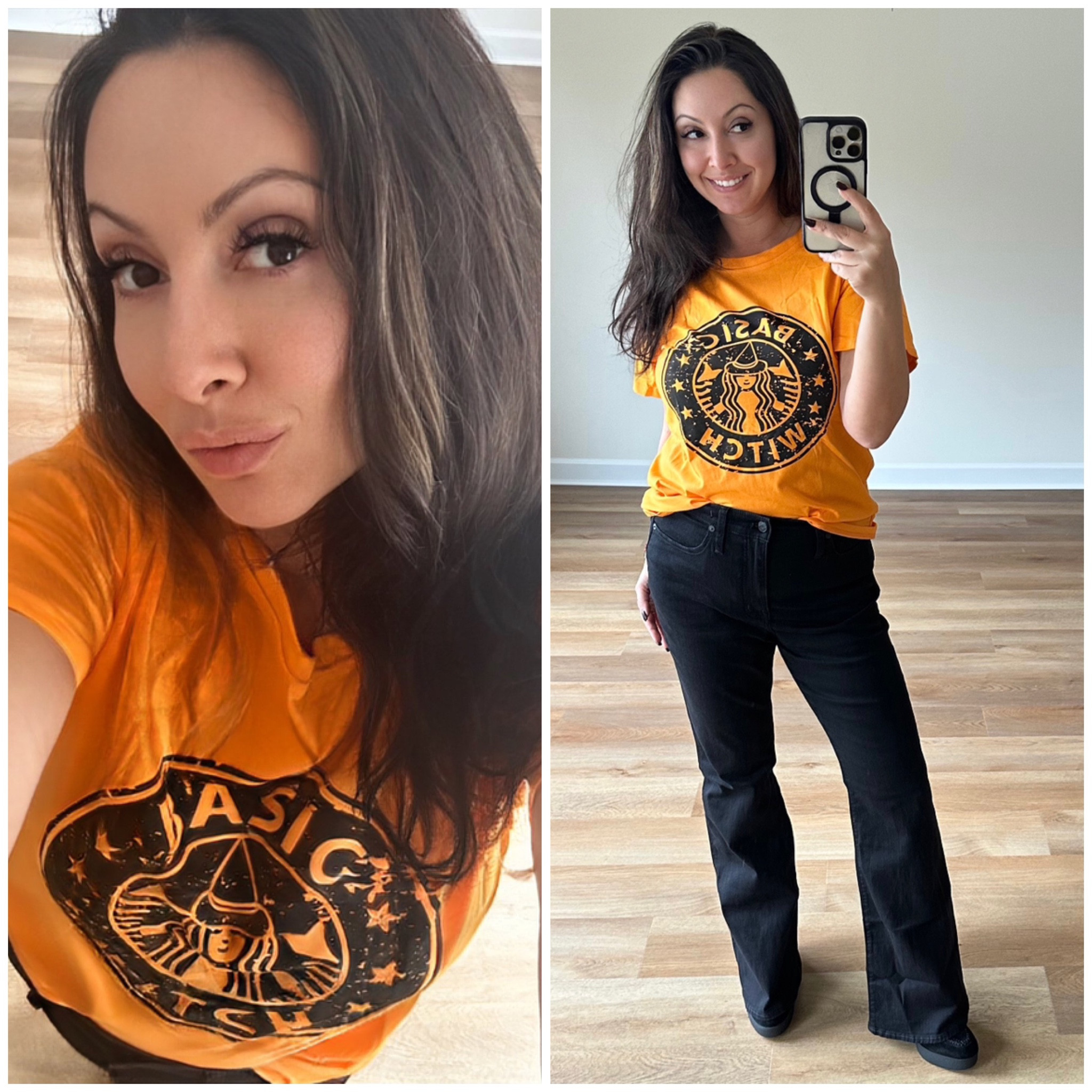 Don’t feel like wearing a costume this Halloween? Need a last minute idea? We got you! 
This cute Starbucks logo inspired T-shirt from Amazon will do the trick!
Of course not to be forgotten are the amazing black jeans from Madewell that totally make this outfit come together! They are already on sale now! Also because they are long I really needed to throw on these super comfy suede platform booties from Nordstrom! 

#LTKxMadewell #LTKstyletip #LTKfindsunder100