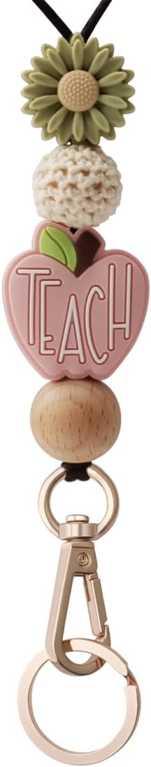 Teacher Lanyard for ID Badge Holder and Keys, Super Cute Silicone Beaded Lanyard for Women, Safet... | Amazon (US)