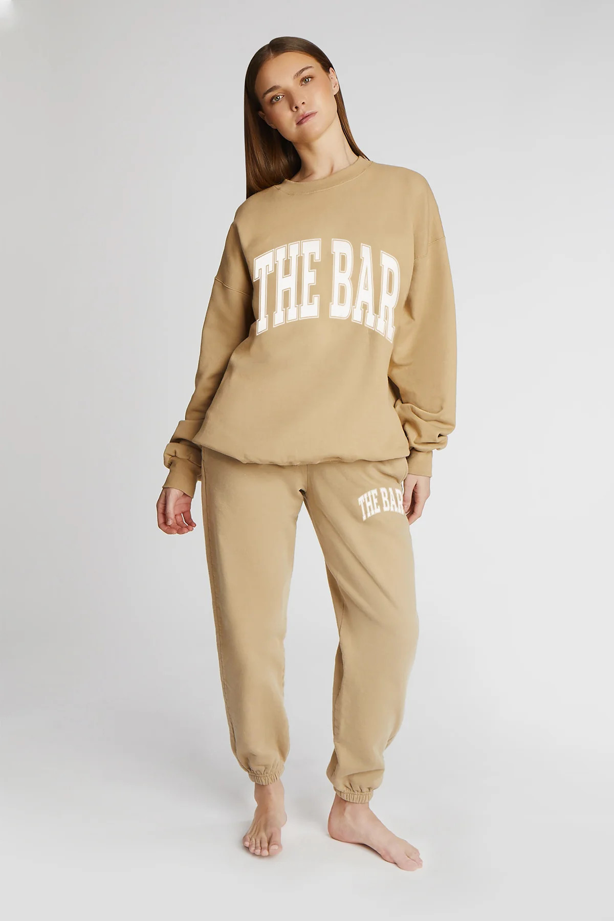 VARSITY SWEATPANTS BEIGE/WHITE | The Bar