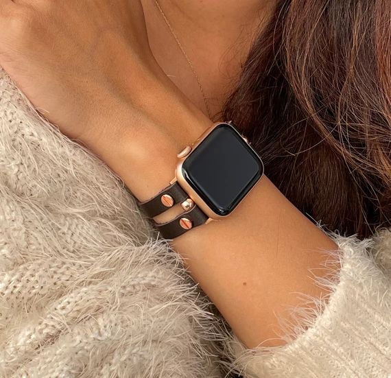 Italian Leather Apple Watch Band 38mm 40mm 41mm 42mm 44mm 45 Rose Gold Apple Watch Strap Women iW... | Etsy (US)