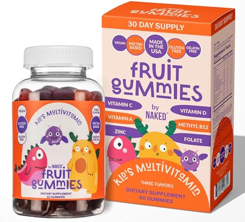 Naked Nutrition Kids Vitamin Gummies, Made in USA, GMO Free, Gluten-Free, Gelatin Free, Vegan, Kids Vitamins A, C, D, E, B6, B12, Zinc, 3 Fruit Flavors, 30 Day Supply | Amazon (US)
