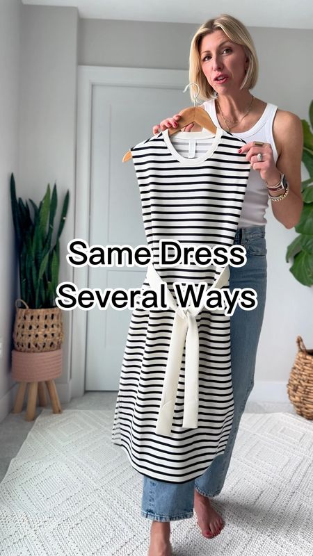 This classic stripe tank dress is so easy to throw on & go- and looks for effortless & amazing both dressed up or down 👏🏻

Use my code: SARAHKELLYXSPANX for 10% off 

#LTKOver40 #LTKVideo #LTKActive