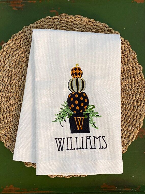Embroidered Hand Towel  Monogrammed Hand Towel  Fall Pumpkin - Etsy | Etsy (US)