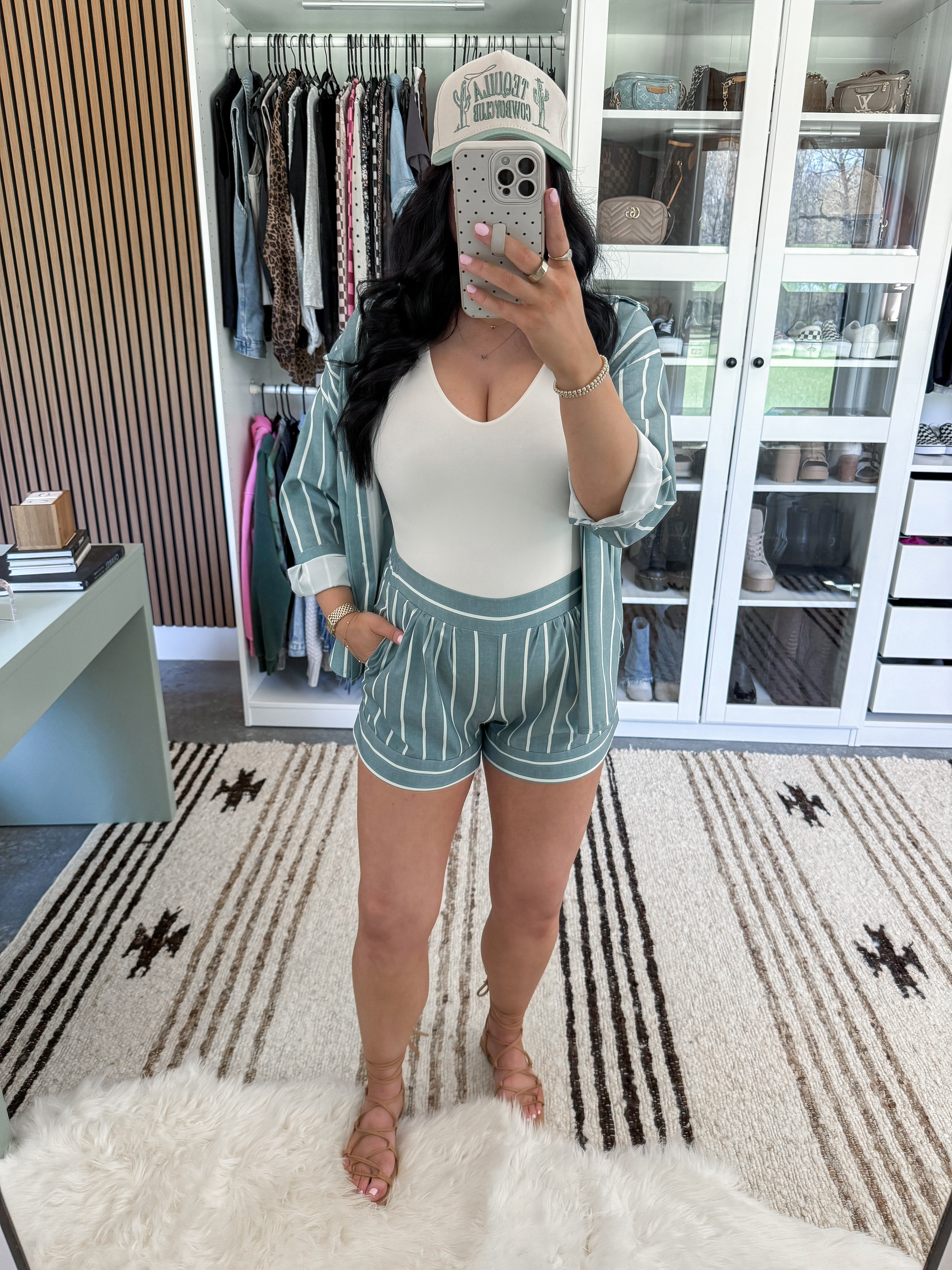 Matching Set - small (while it does fit fine, I would prefer a medium at almost 31 weeks for more room in the shorts!)
Bodysuit - sized up one to a medium for the bump

 

 #LTKootd #LTKBump