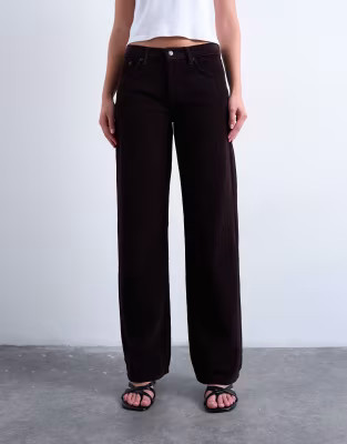 Topshop Ember low rise cord straight leg jeans in bitter chocolate | ASOS | ASOS (Global)