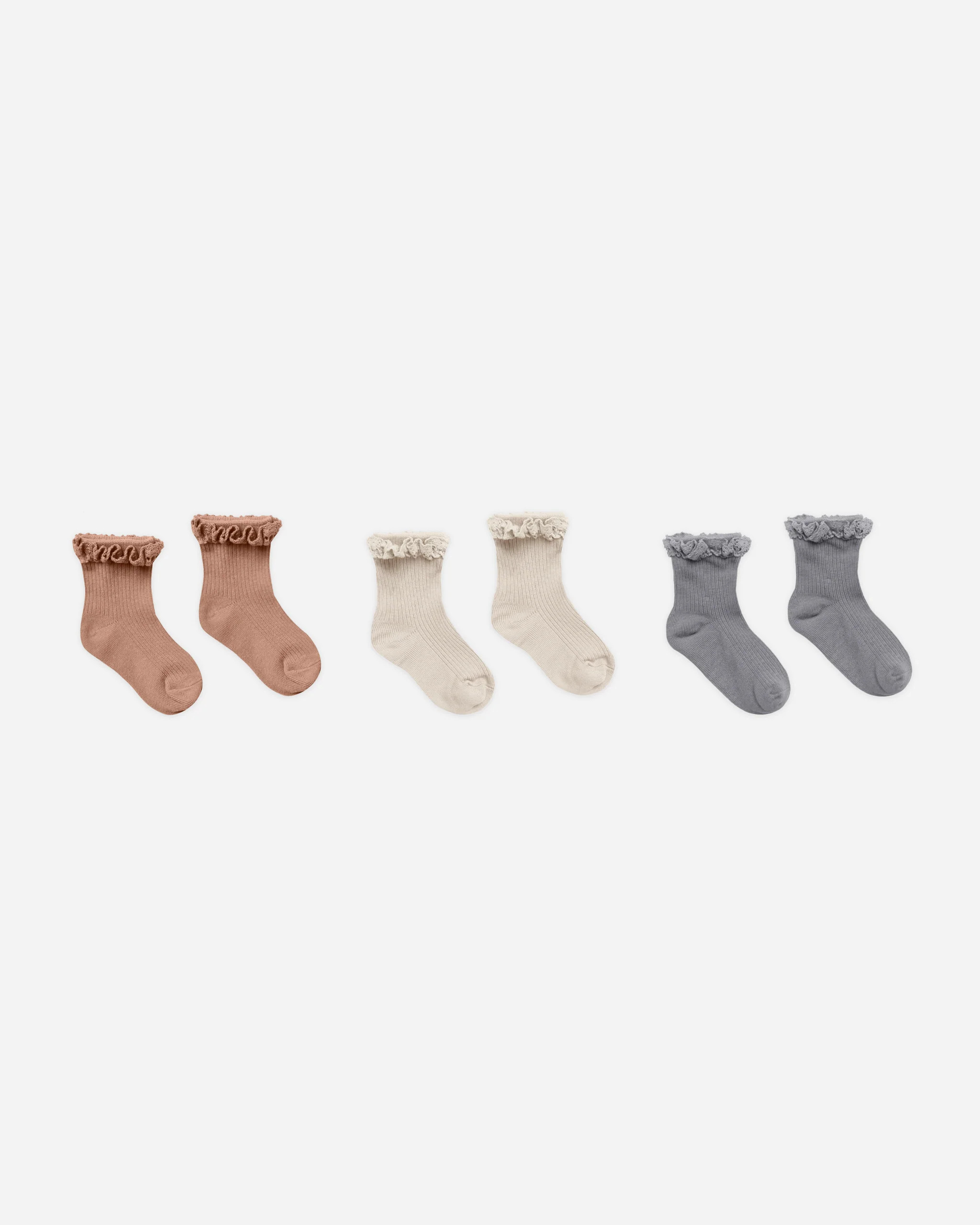 Lace Trim Socks || Spice / Natural / Dusty Blue | Rylee + Cru