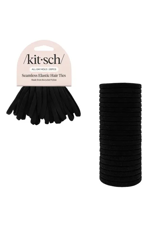 Kitsch Recycled Nylon 20-Pack Ponytail Holders in Black at Nordstrom | Nordstrom