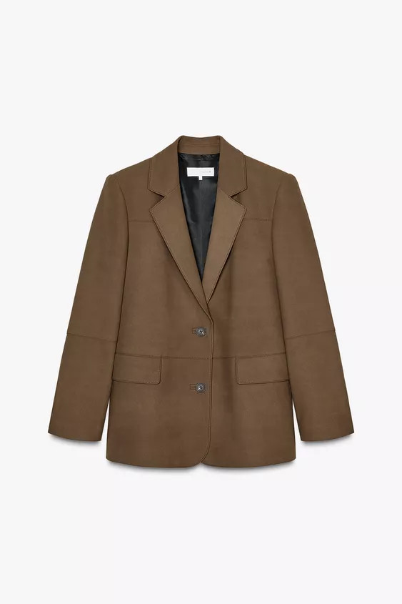 FAUX SUEDE STRAIGHT BLAZER | Zara UK
