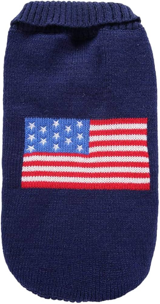 American Flag Dog Sweater : Knitted Puppy Sweater Warm Pet Sweater Dog Clothes for Small Dogs Pup... | Amazon (US)