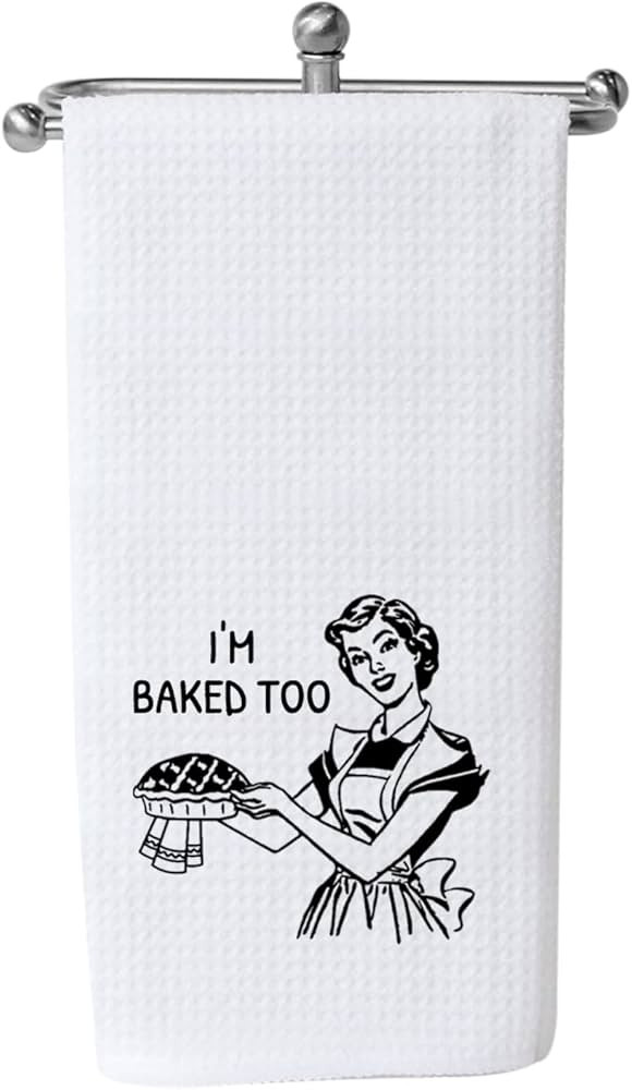WCGXKO Baking Gift I’m Baked Too Cute Housewarming Gift Novelty Dish Towel Kitchen Decor for Mo... | Amazon (US)