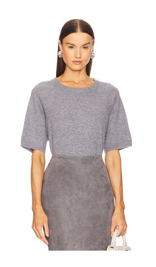 SPRWMN Short Sleeve Raglan Knit Top in Grey. - size XS | Revolve Clothing (Global)