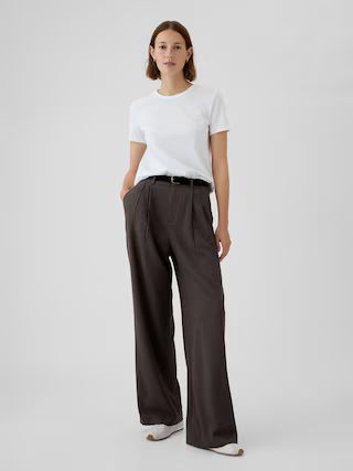 365 High Rise Brushed Twill Pleated Trousers | Gap (US)