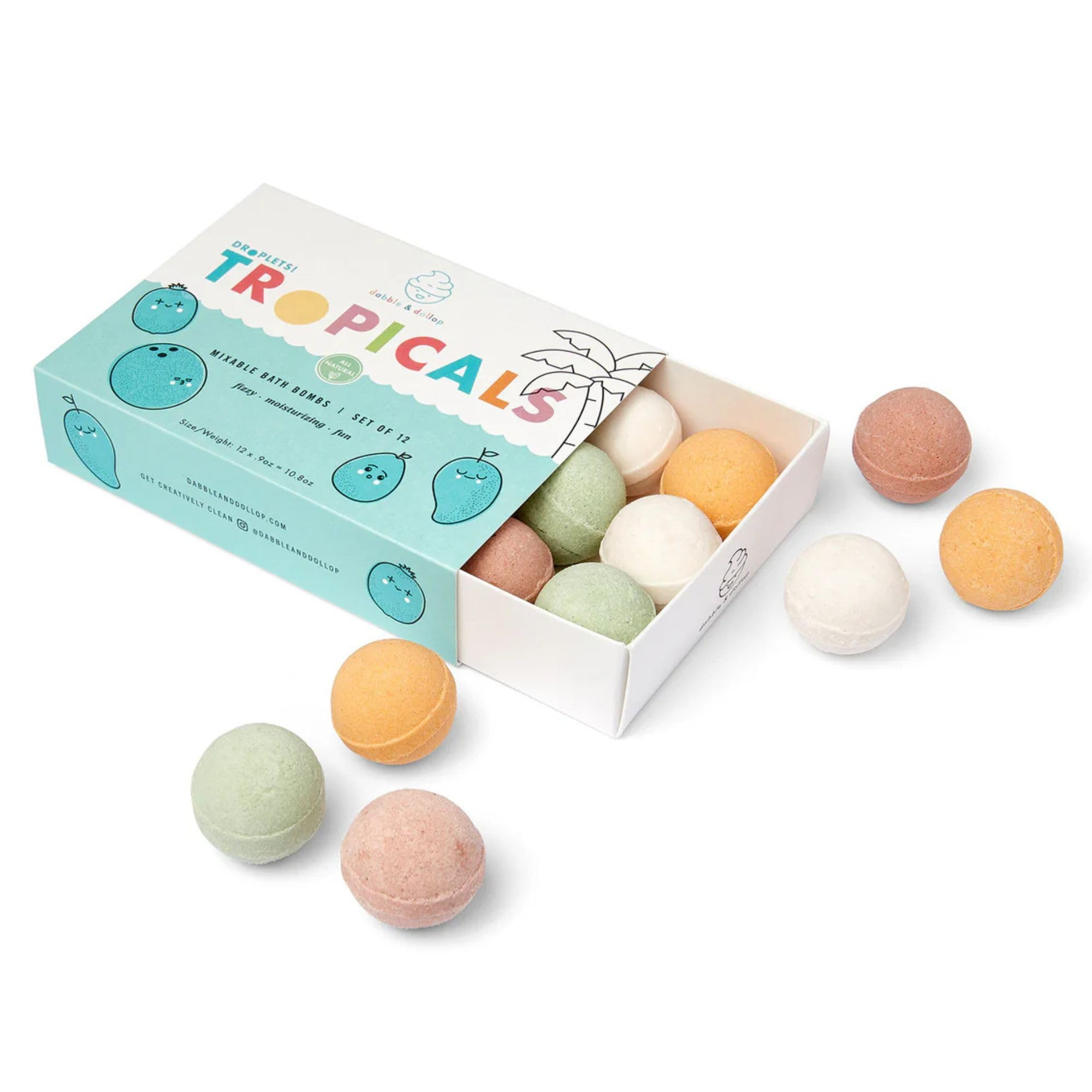 Dabble & Dollop Bath Bombs, 100% Natural Bath Bombs for Kids, Tropical Scents - USA Made, Moistur... | Amazon (US)