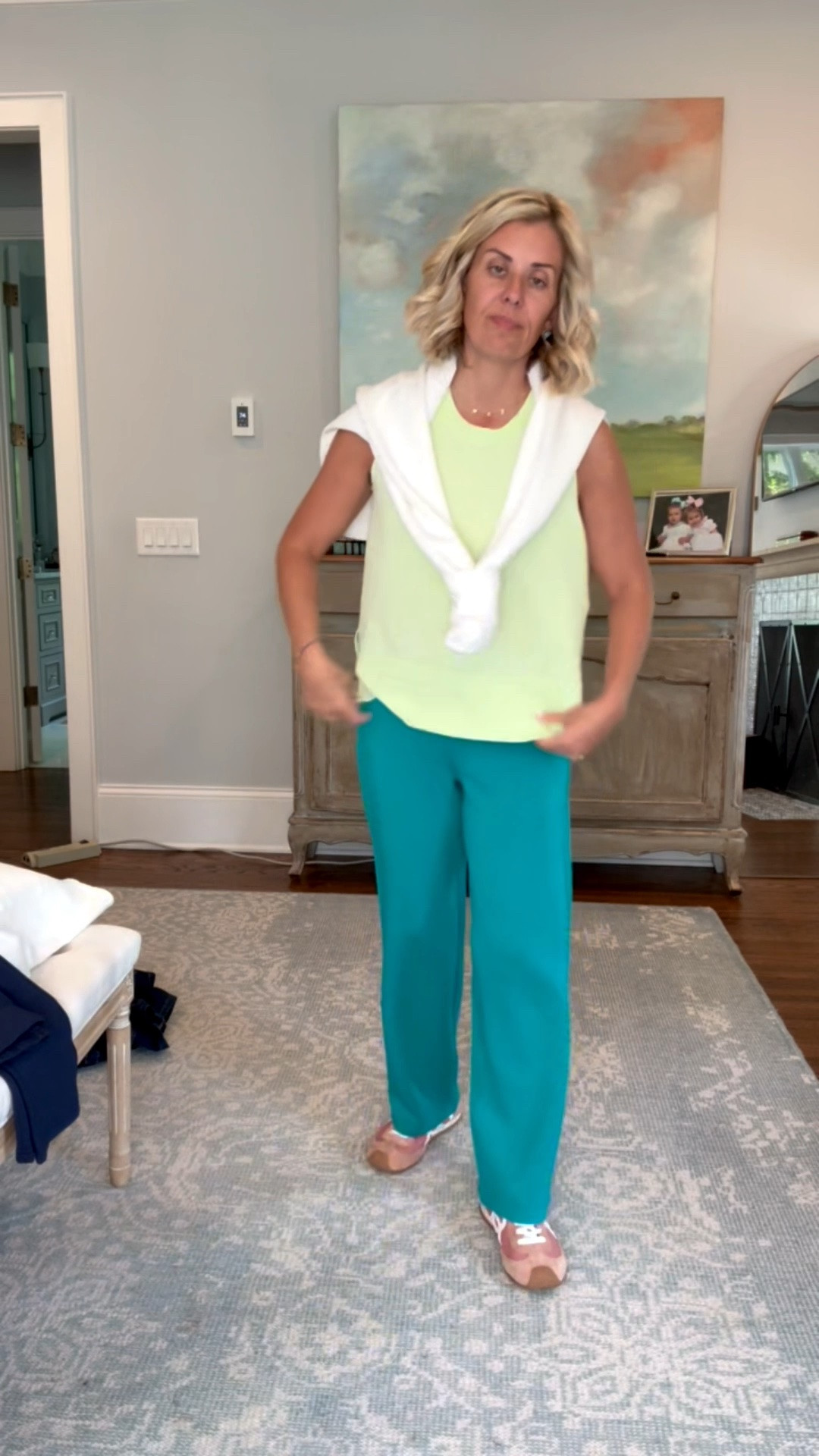 Spanx Air Essentials are just a yes in every way! Love to mix & match the colors. ￼
Top & 1/2 zip -  
Slim Straight Pants - small petite 
Sneakers -  8 tts

#LTKmomlife #LTKOver40 #LTKPetite