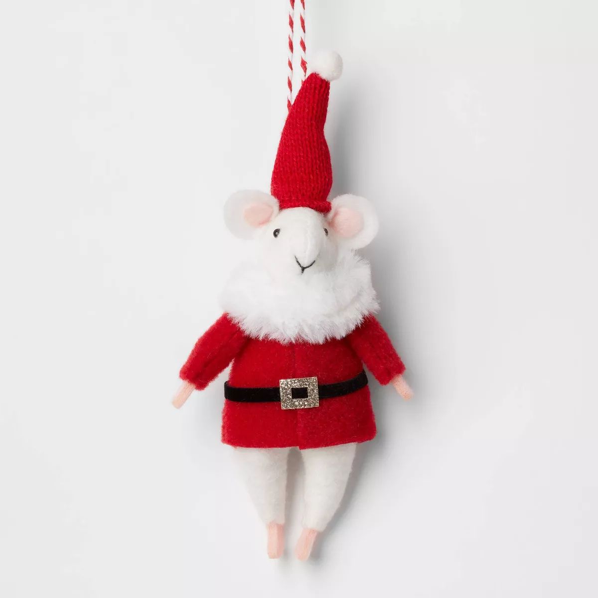Fabric Mouse Dressed as Santa Claus Christmas Tree Ornament Red/White - Wondershop™ | Target