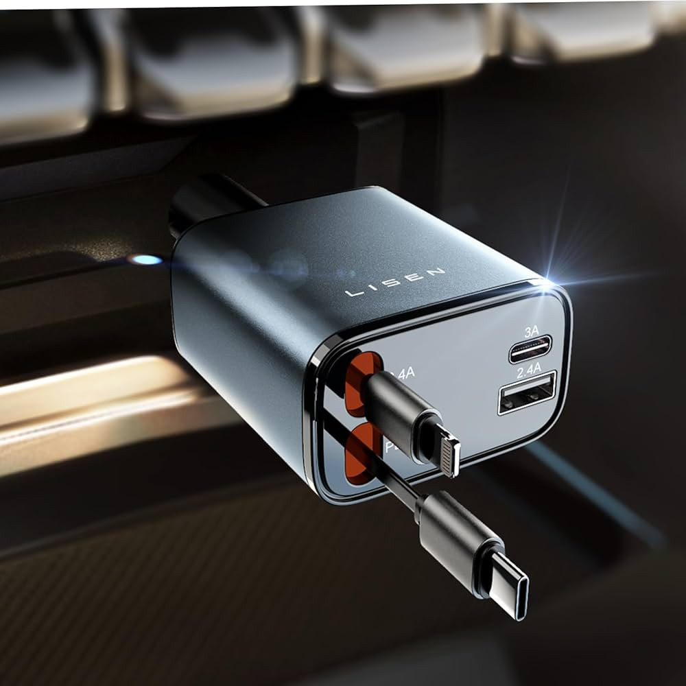 LISEN Retractable Car Charger [69W USB C Car Charger Adapter], 4 in 1 Fast Charging Car Charger, ... | Amazon (US)