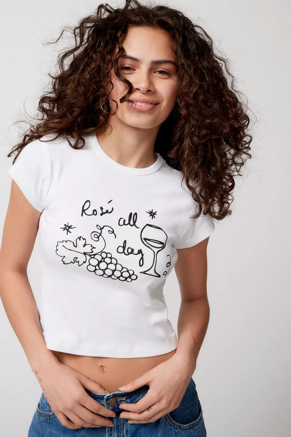 Rosé All Day Doodle Baby Tee | Urban Outfitters (US and RoW)