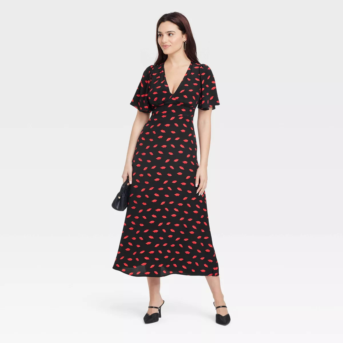 Women's Short Sleeve Maxi Sundress - A New Day™ Black/Red 0 | Target