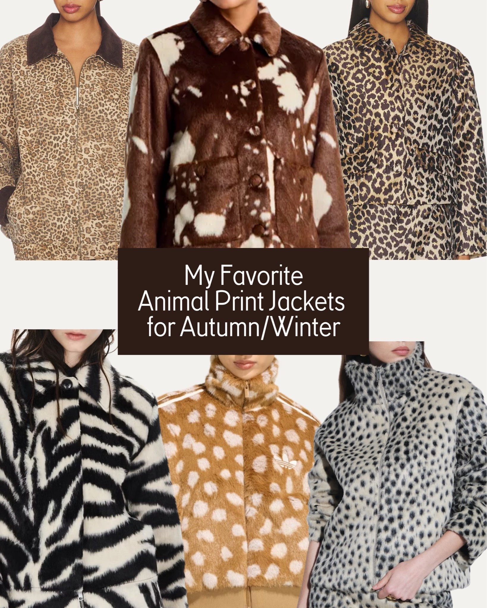 Animal Print Jackets for Fall/Winter🐆✨ 

The statement jackets I'm loving this season🤎 From leopard and zebra prints to bambi print and spotted styles, these animal print jackets are perfect for elevating your fall and winter wardrobe🤌🏼 

Style them with your favorite jeans, neutral basics and boots for an effortlessly chic everyday look✨