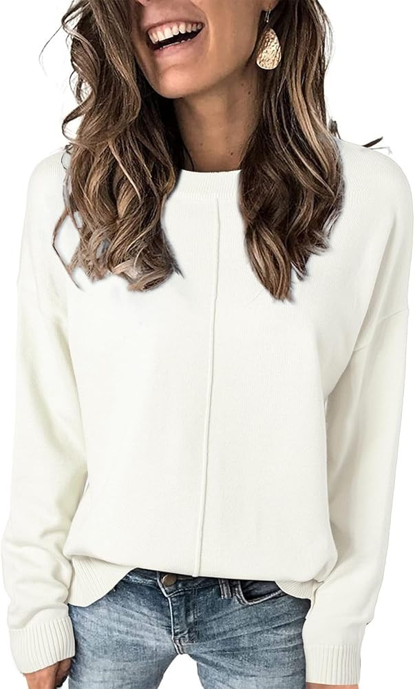 EVALESS Womens Sweaters Fall 2025 Casual Long Sleeve Lightweight Oversized Pullover Sweater Tops | Amazon (US)