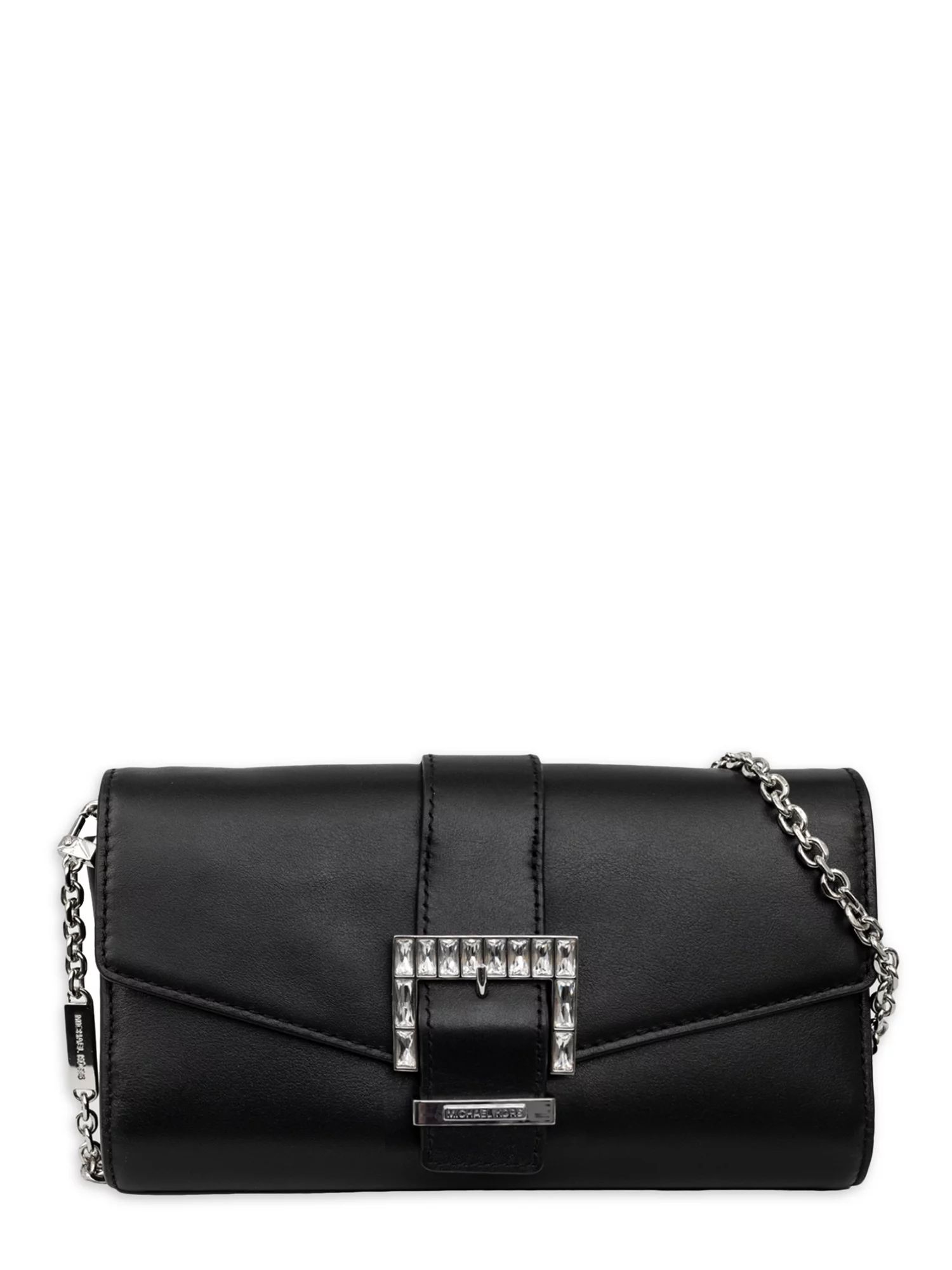 Michael Kors Women's Penelope Medium Leather Clutch - Black | Walmart (US)