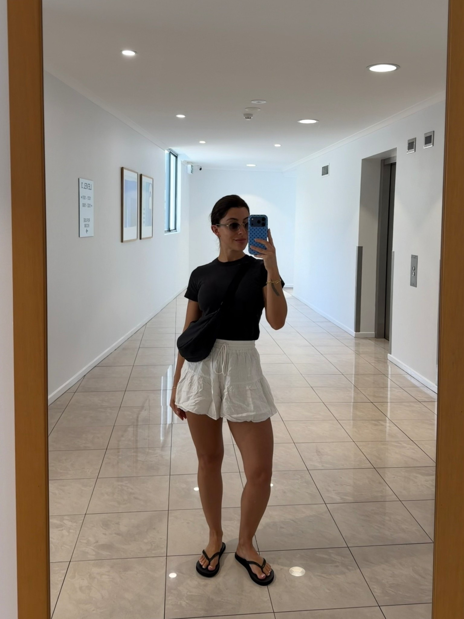 Holiday outfit, shorts, linen, baby tshirt, tee, petite, black and white, casual outfit, exploring, day of, travel, travelling, Australia, look, petite style, fashion, easy look, simple, asos, sabo, brandy Melville, flip flops, Uniqlo, 

#LTKpetite #LTKuk #LTKtravel