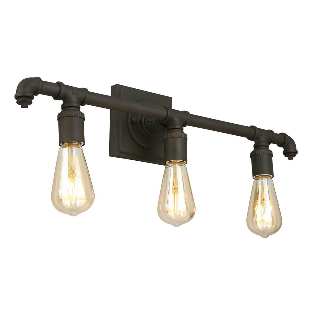 Eglo Wymer 23.11 in. W x 5.51 in. H 3-Light Matte Bronze Industrial Vanity Light-202841A - The Ho... | The Home Depot