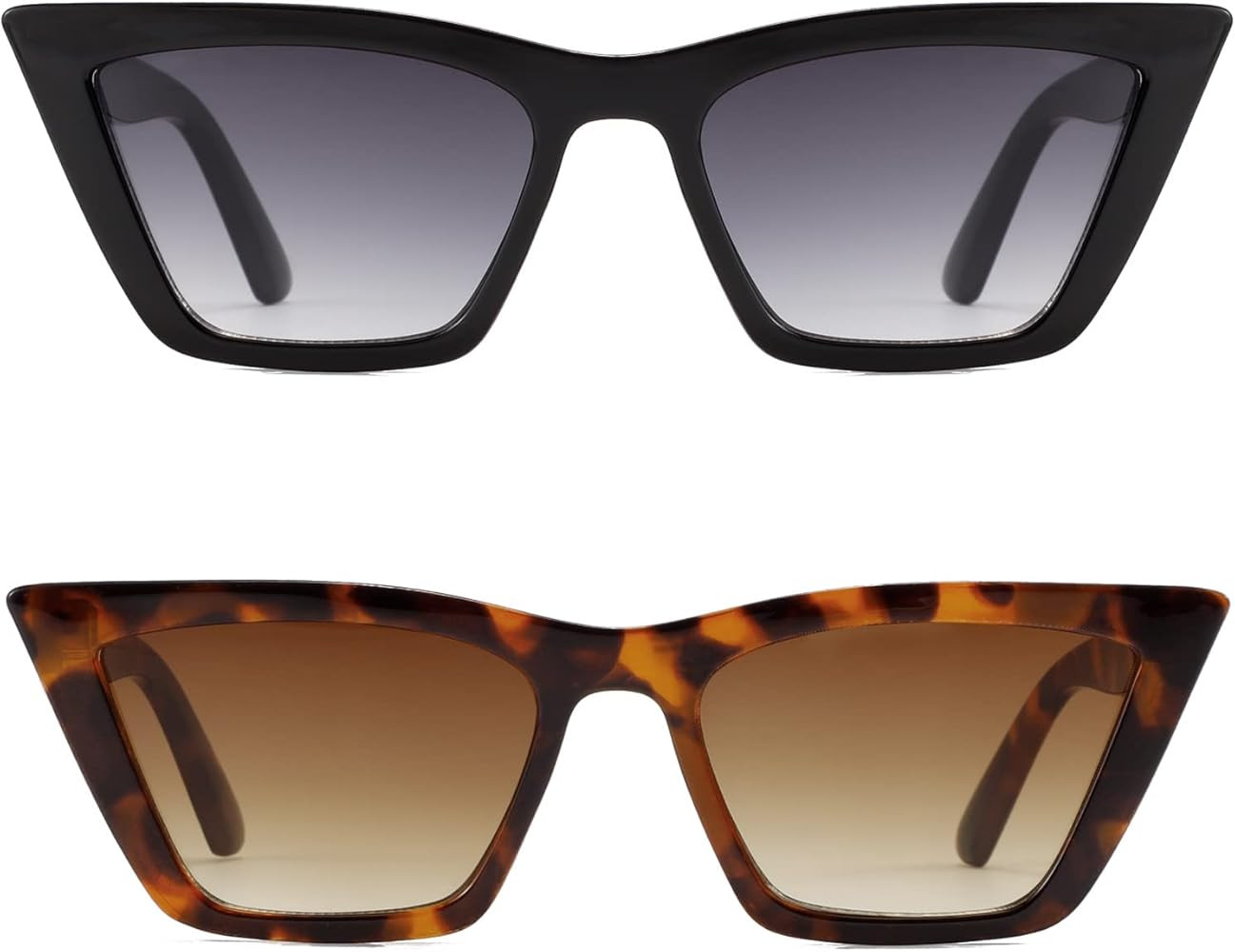 Przene 2 Pack Cateye Shaped Trendy Vintage Sunglasses For Women and Men UV400 Protection Square Fram | Amazon (US)